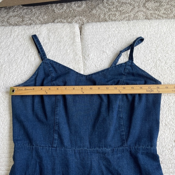 Old Navy Denim Mini Dress Women's L Blue Ruffle Cotton Sleeveless - Picture 9 of 12